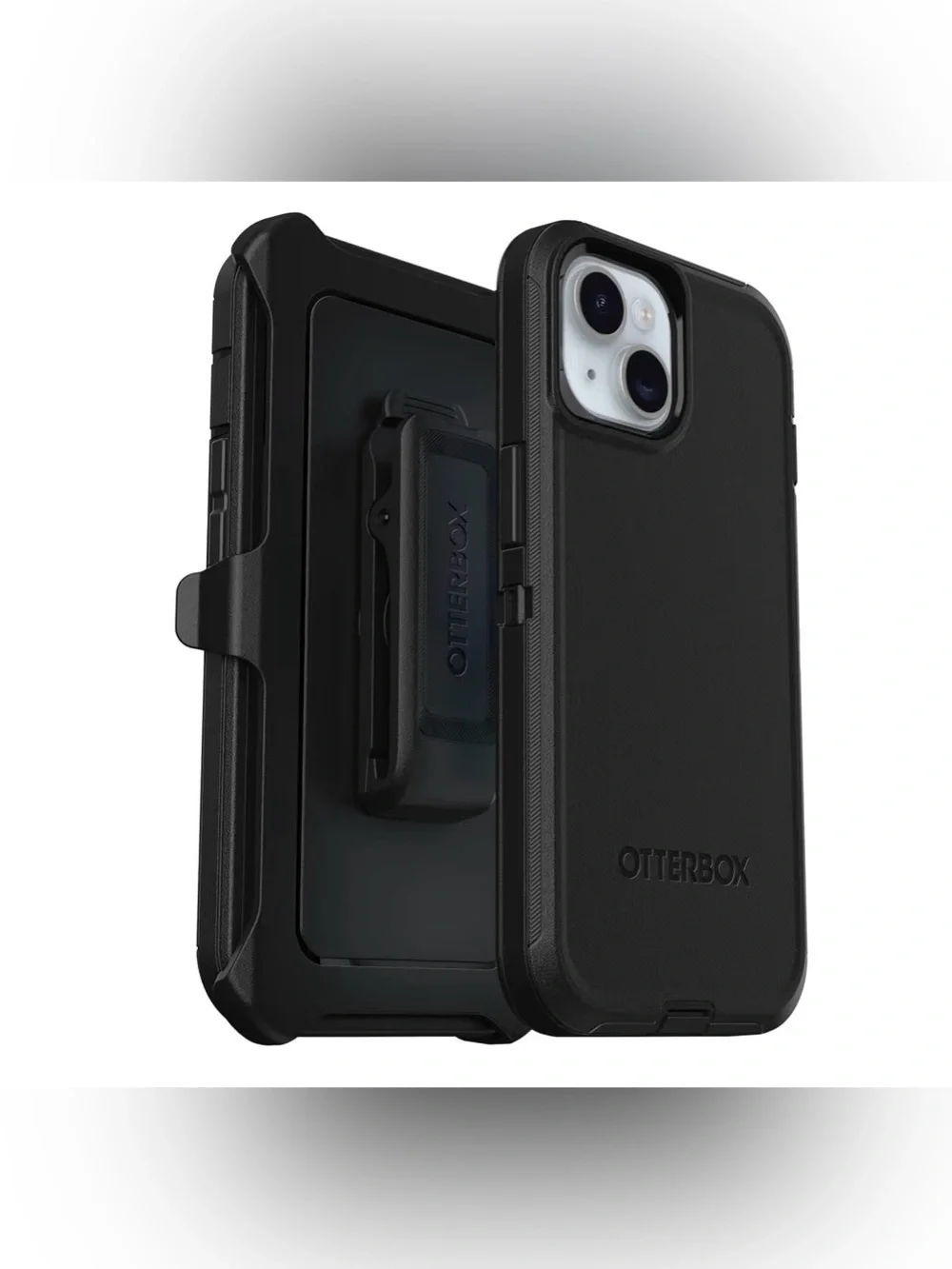 iPhone 15 Black - Black Dual-Layer Phone Case with Belt Clip✅✅✅🔥🔥🔥